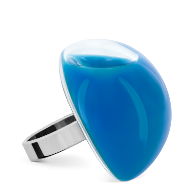 Glass ring - Dome Giga Milk Royal blue