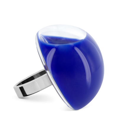Glass ring - Dome Giga Milk Dark Blue