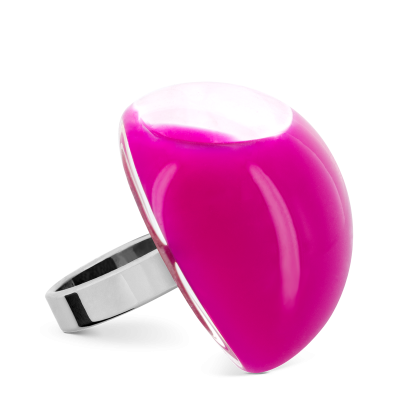 Glass ring - Dome Giga Milk Fuchsia