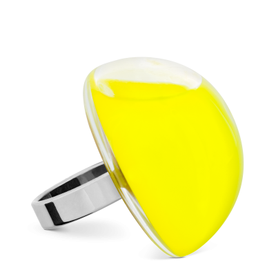 Glass ring - Dome Giga Milk Yellow