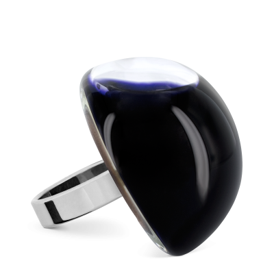 Glass ring - Dome Giga Milk Black