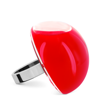 Glass ring - Dome Giga Milk Light red
