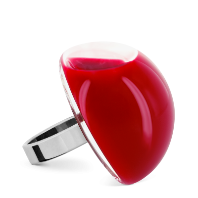 Glass ring - Dome Giga Milk Dark red