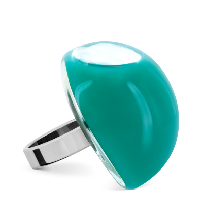 Glass ring - Dome Giga Milk Turquoise