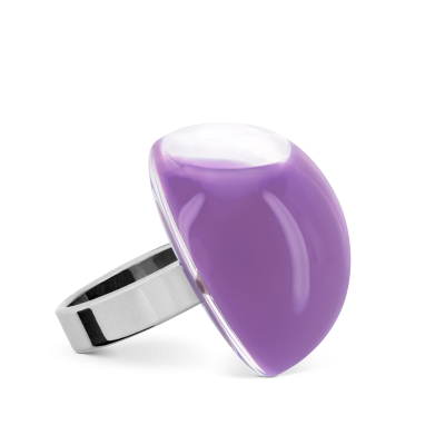 Glass ring - Dome Medium Milk Lilas