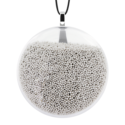 Pendentif en verre soufflé - Galet Medium Billes Argent