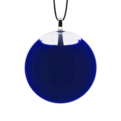 Pendentif en verre soufflé - Galet Mini Milk Bleu Foncé