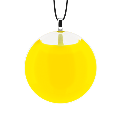 Pendentif en verre soufflé - Galet Mini Milk Jaune