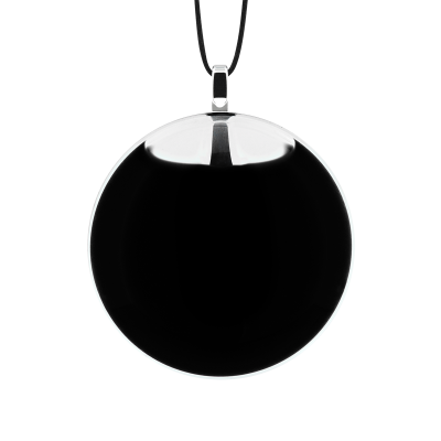 Pendentif en verre soufflé - Galet Mini Milk Noir