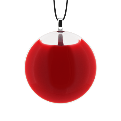 Pendentif en verre soufflé - Galet Mini Milk Rouge clair