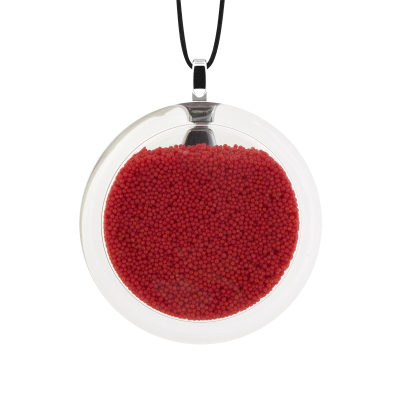 Pendentif en verre soufflé - Cachou Medium Billes Rouge