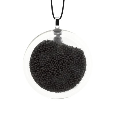 Pendentif en verre soufflé - Cachou Medium Billes Noir