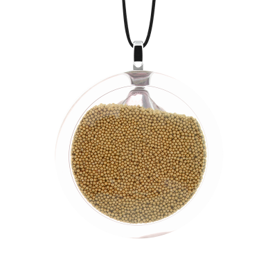 Pendentif en verre soufflé - Cachou Medium Billes Or