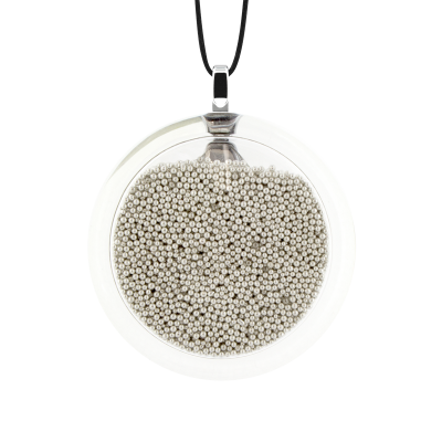 Pendentif en verre soufflé - Cachou Medium Billes Argent