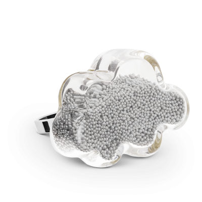 Glass ring - Nuage Medium Billes Silver