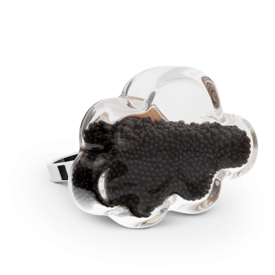 Glass ring - Nuage Medium Billes Black