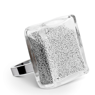 Glass ring - Carré Giga Billes Silver