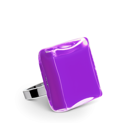 Glass ring - Carré Medium Milk Purple