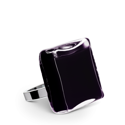 Glass ring - Carré Medium Milk Black