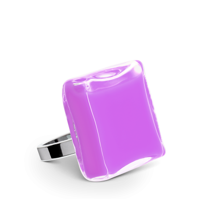Glass ring - Carré Medium Milk Lilas
