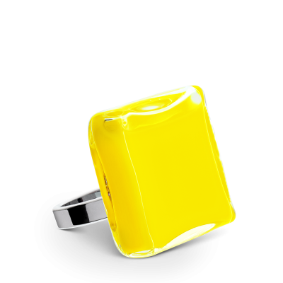Glass ring - Carré Medium Milk Yellow