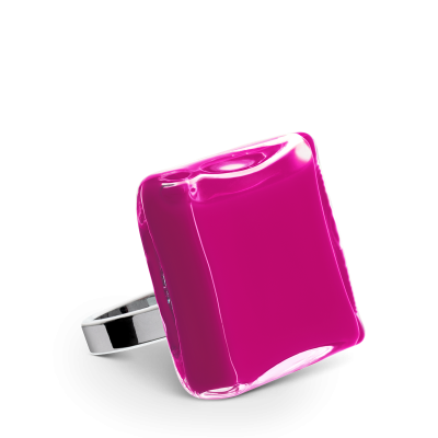 Glass ring - Carré Medium Milk Fuchsia