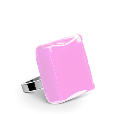 Glass ring - Carré Medium Milk Bubble Gum