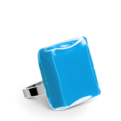 Glass ring - Carré Medium Milk Royal blue