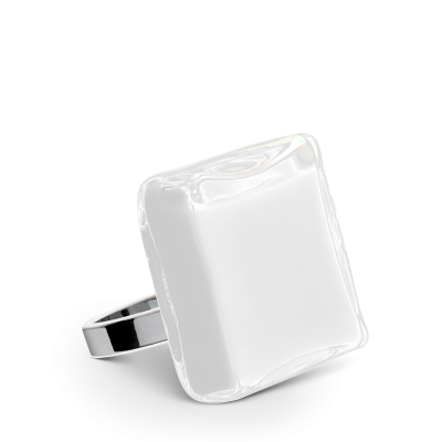 Glass ring - Carré Medium Milk White