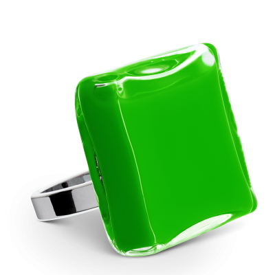 Glass ring - Carré Giga Milk Dark green