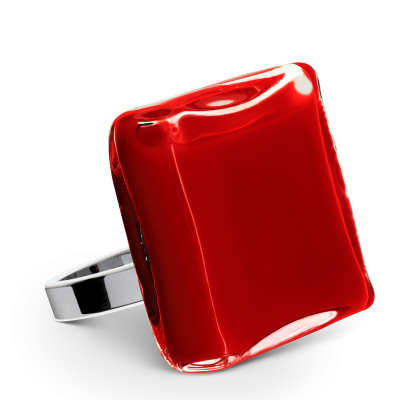 Glass ring - Carré Giga Milk Dark red