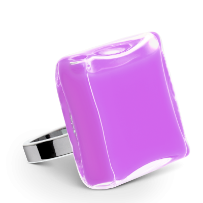 Glass ring - Carré Giga Milk Lilas