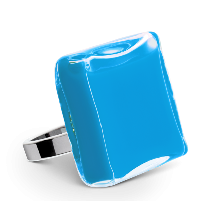 Glass ring - Carré Giga Milk Royal blue