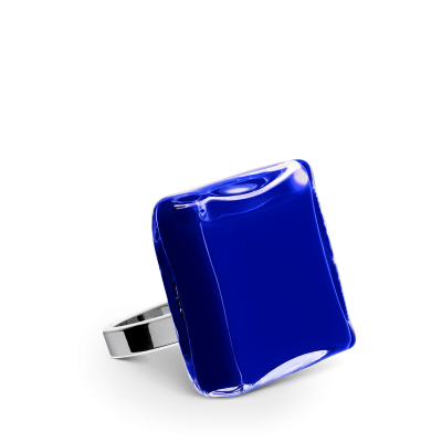Glass ring - Carré Mini Milk Dark Blue