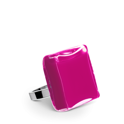 Glass ring - Carré Mini Milk Fuchsia