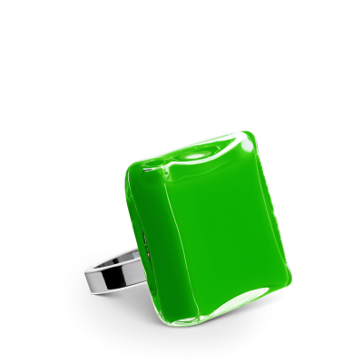 Glass ring - Carré Mini Milk Dark green