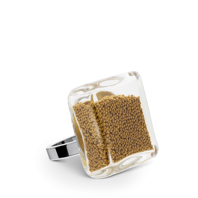 Glass ring - Carré Mini Billes Gold