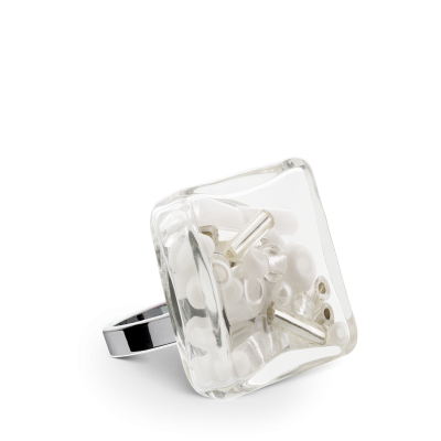 Anello in vetro - Carré Mini Mix Perles Bianco