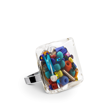 Anello in vetro - Carré Mini Mix Perles Multicolore
