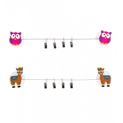 Set de 2 clips ventouse - Ani-clip Lama + Owl