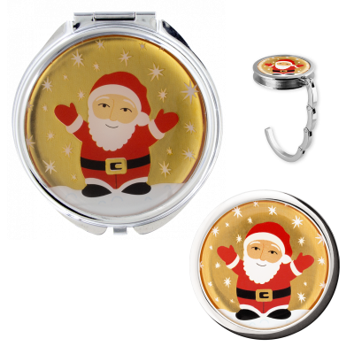 Set - 1 Handtaschenhalter & 1 Taschenspiegel Santa