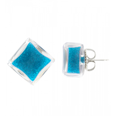 Stud earrings - Carré Billes Royal blue