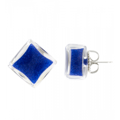 Stud earrings - Carré Billes Dark Blue