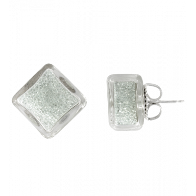 Stud earrings - Carré Billes Crystal
