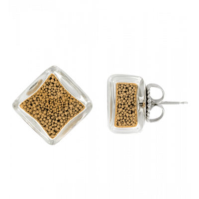 Stud earrings - Carré Billes Gold