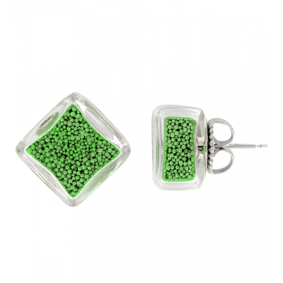 Stud earrings - Carré Billes Green