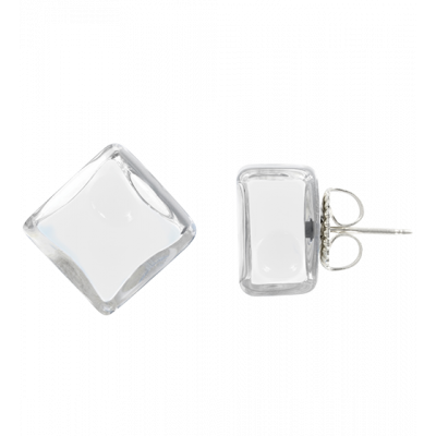 Stud earrings - Carré Milk White