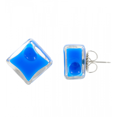 Stud earrings - Carré Milk Royal blue