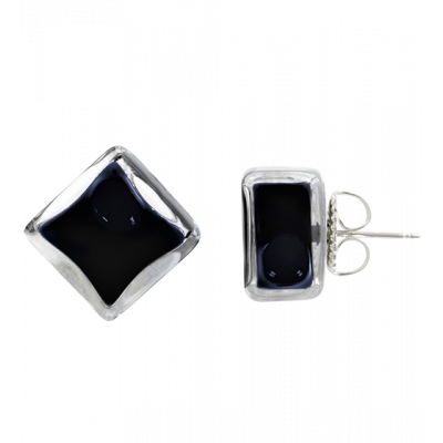 Stud earrings - Carré Milk Black