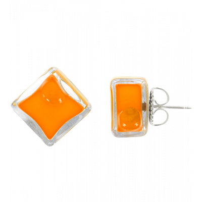 Stud earrings - Carré Milk Orange
